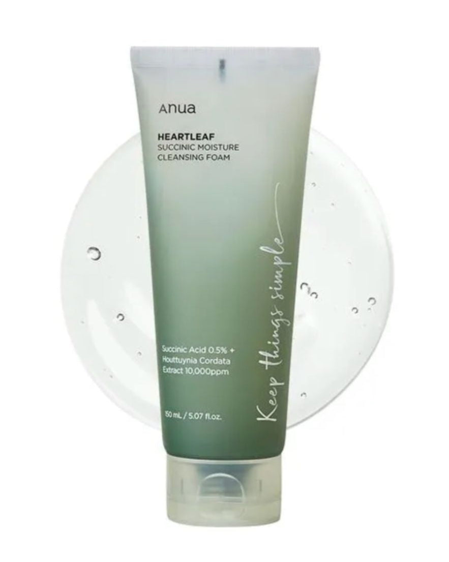 Anua - Espuma Limpiadora Heartleaf Succinic Moisture Cleansing Foam- 120 ml