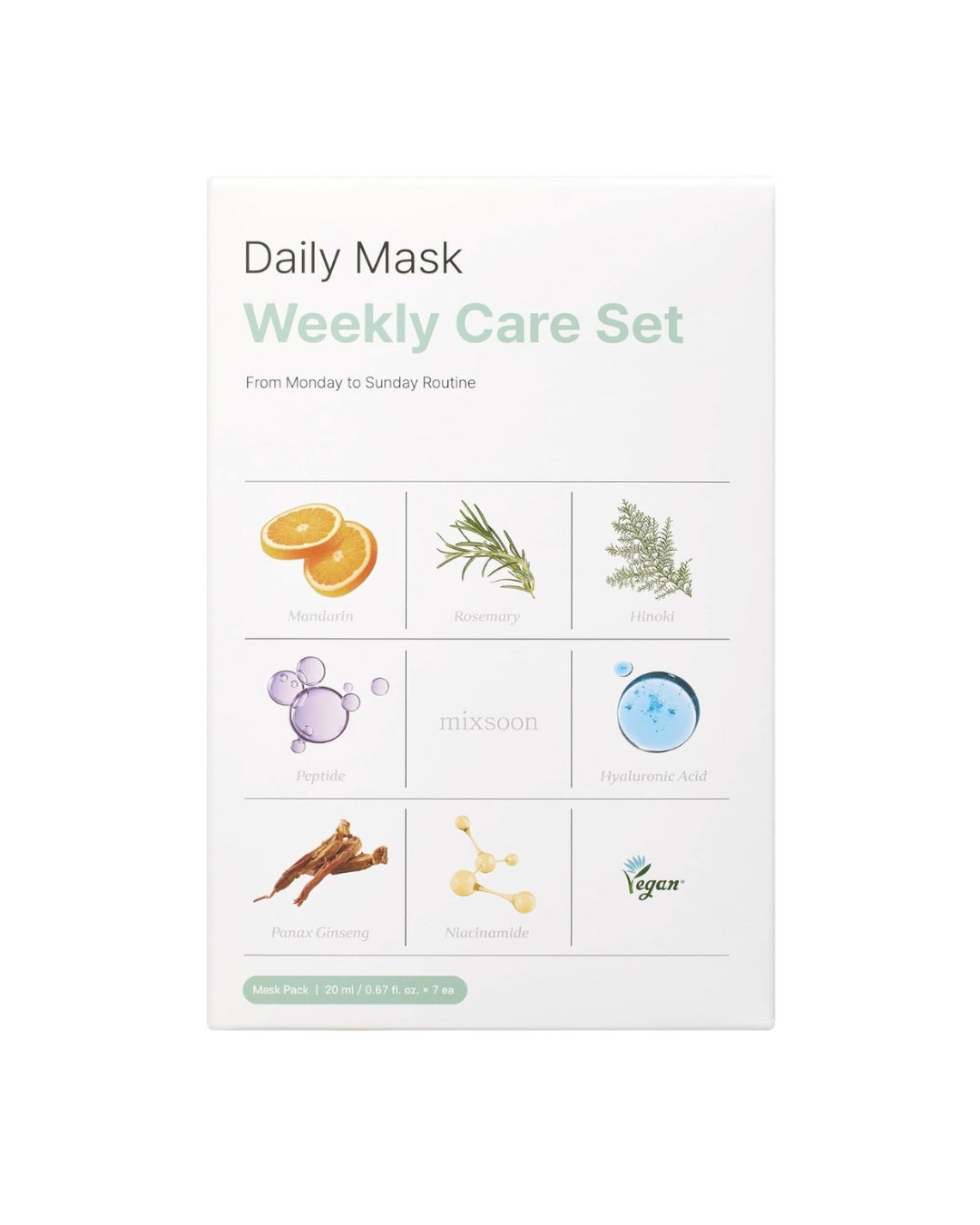 Mixsoon - Set de  7 Mascarillas Faciales Daily Mask