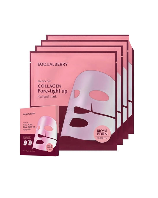EQQUALBERRY - Set de Mascarillas Faciales con Colágeno Collagen Pore-tight up Hydrogel Mask Set 4